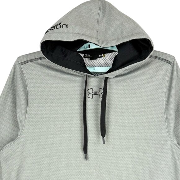 Under Armour Men's Pullover Loose Fit Gray Hoodie Sweatshirt Size L Drawstring - Picture 5 of 12